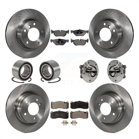 Front Rear Wheel Hub Bearings Assembly Disc Brake Rotors And Ceramic Pads Shoes Kit (10Pc) For 2006-2007 BMW 323i With 338mm Diameter Rotor KBB-110602 by Transit Auto