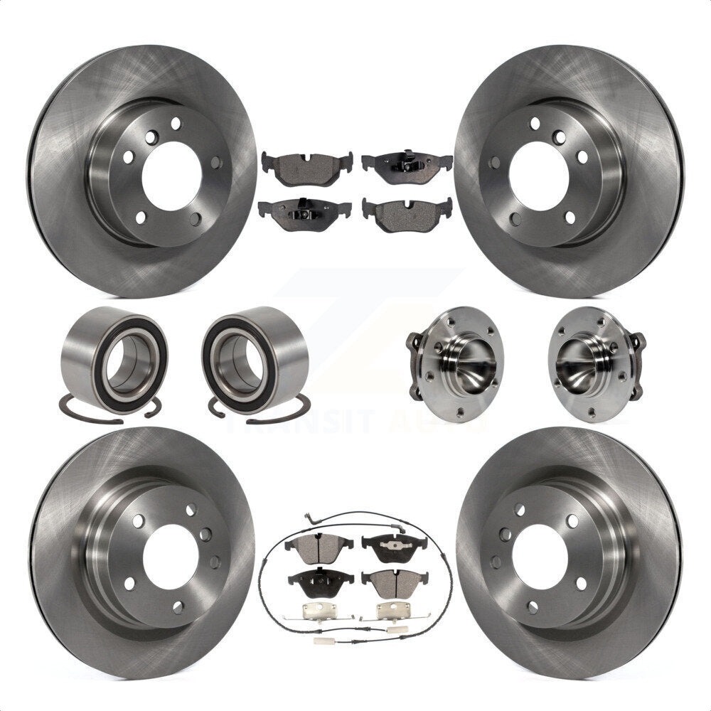 Front Rear Wheel Hub Bearings Assembly Disc Brake Rotors And Ceramic Pads Shoes Kit (10Pc) For 2007 BMW 323i With 312mm Diameter Rotor KBB-110603 by Transit Auto