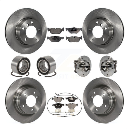 Front Rear Wheel Hub Bearings Assembly Disc Brake Rotors And Ceramic Pads Shoes Kit (10Pc) For 2007 BMW 323i With 312mm Diameter Rotor KBB-110603 by Transit Auto