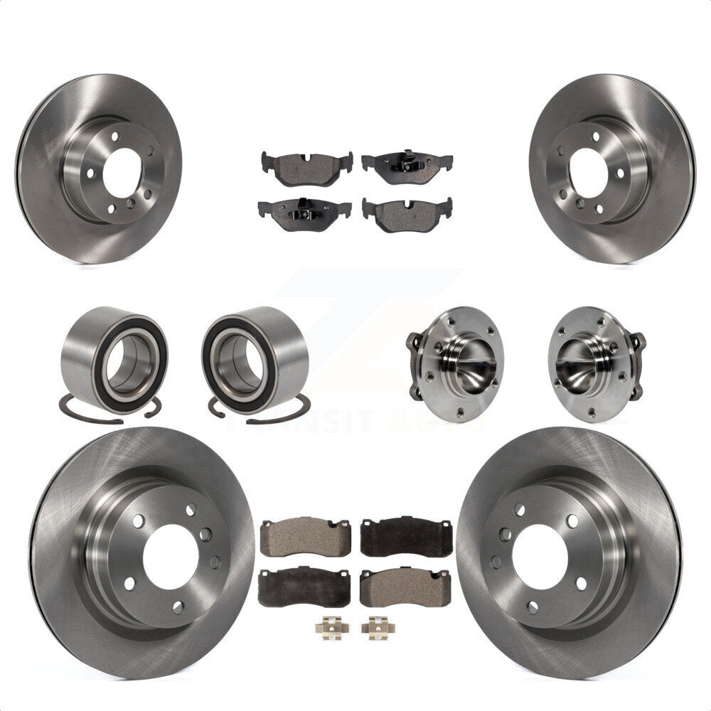 Front Rear Wheel Hub Bearings Assembly Disc Brake Rotors And Ceramic Pads Shoes Kit (10Pc) For 2012 BMW 328i Coupe with 3.0L With 340mm Diameter Rotor KBB-110604 by Transit Auto