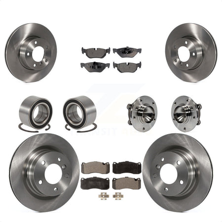 Front Rear Wheel Hub Bearings Assembly Disc Brake Rotors And Ceramic Pads Shoes Kit (10Pc) For 2012 BMW 328i Coupe with 3.0L With 340mm Diameter Rotor KBB-110604 by Transit Auto