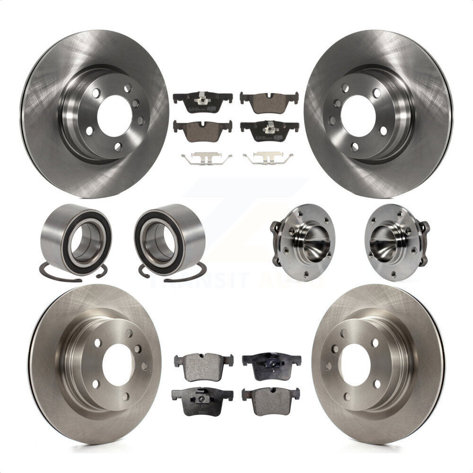 Front Rear Wheel Hub Bearing Assembly Disc Brake Rotors And Ceramic Pads Shoes Kit (10Pc) For 2012 BMW 328i Coupe with 2.0L Without Blue Painted Calipers With M Sport Package KBB-110606 by Transit Auto
