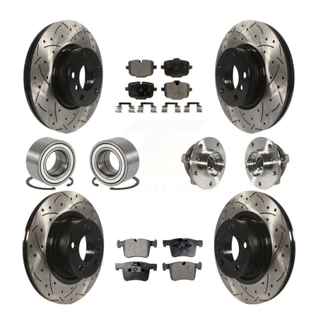 Front Rear Wheel Hub Bearings Assembly Coated Disc Brake Rotors And Semi-Metallic Pads Shoes Kit (10Pc) For 2012 BMW X3 From 10 11 KBB-110906 by Transit Auto