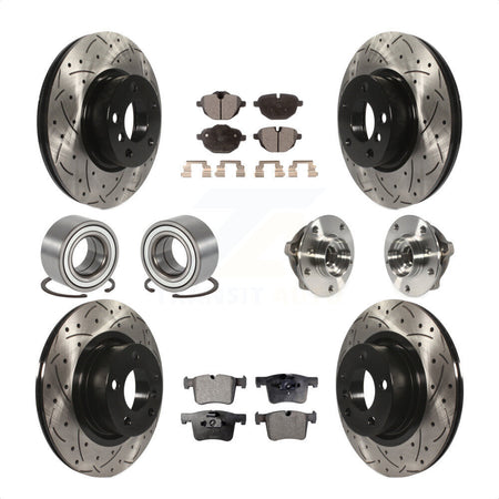 Front Rear Wheel Hub Bearings Assembly Coated Disc Brake Rotors And Semi-Metallic Pads Shoes Kit (10Pc) For BMW X3 KBB-110907 by Transit Auto