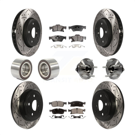 Front Rear Wheel Hub Bearings Assembly Coated Disc Brake Rotors And Semi-Metallic Pads Shoes Kit (10Pc) For Dodge Durango KBB-110908 by Transit Auto