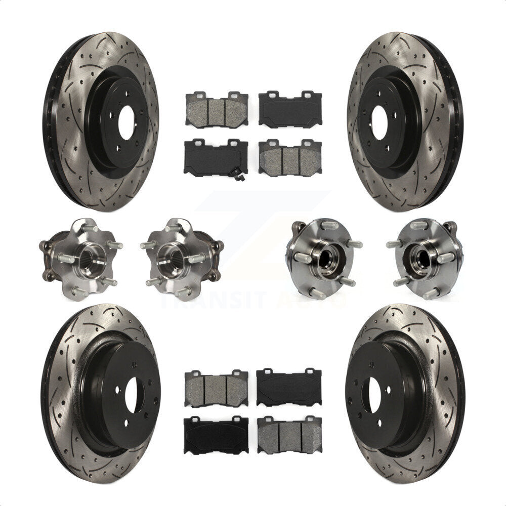 Front Rear Hub Bearings Assembly Coated Disc Brake Rotors And Semi-Metallic Pads Kit (10Pc) For Infiniti Q50 M37 Q70 Q70L QX70 M56 INFINITI KBB-111037 by Transit Auto