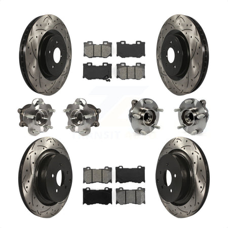 Front Rear Hub Bearings Assembly Coated Disc Brake Rotors And Semi-Metallic Pads Kit (10Pc) For Infiniti Q50 M37 Q70 Q70L QX70 M56 INFINITI KBB-111037 by Transit Auto