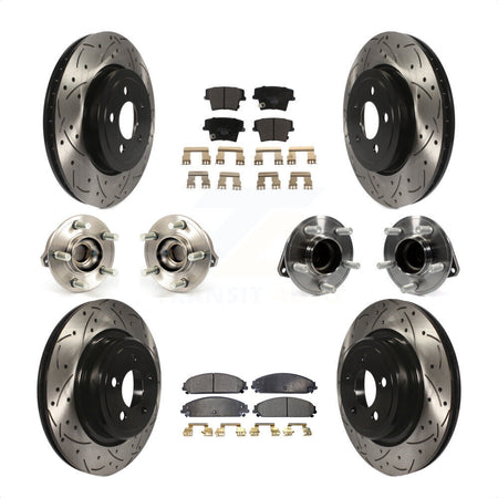 Front Rear Hub Bearings Assembly Coated Disc Brake Rotors And Ceramic Pads Kit (10Pc) For 2012-2013 Dodge Charger R T SE with RWD 5.7L With Police Package KBB-111238 by Transit Auto