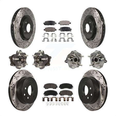 Front Rear Hub Bearings Assembly Coated Disc Brake Rotors And Ceramic Pads Kit (10Pc) For Nissan Rogue KBB-111313 by Transit Auto