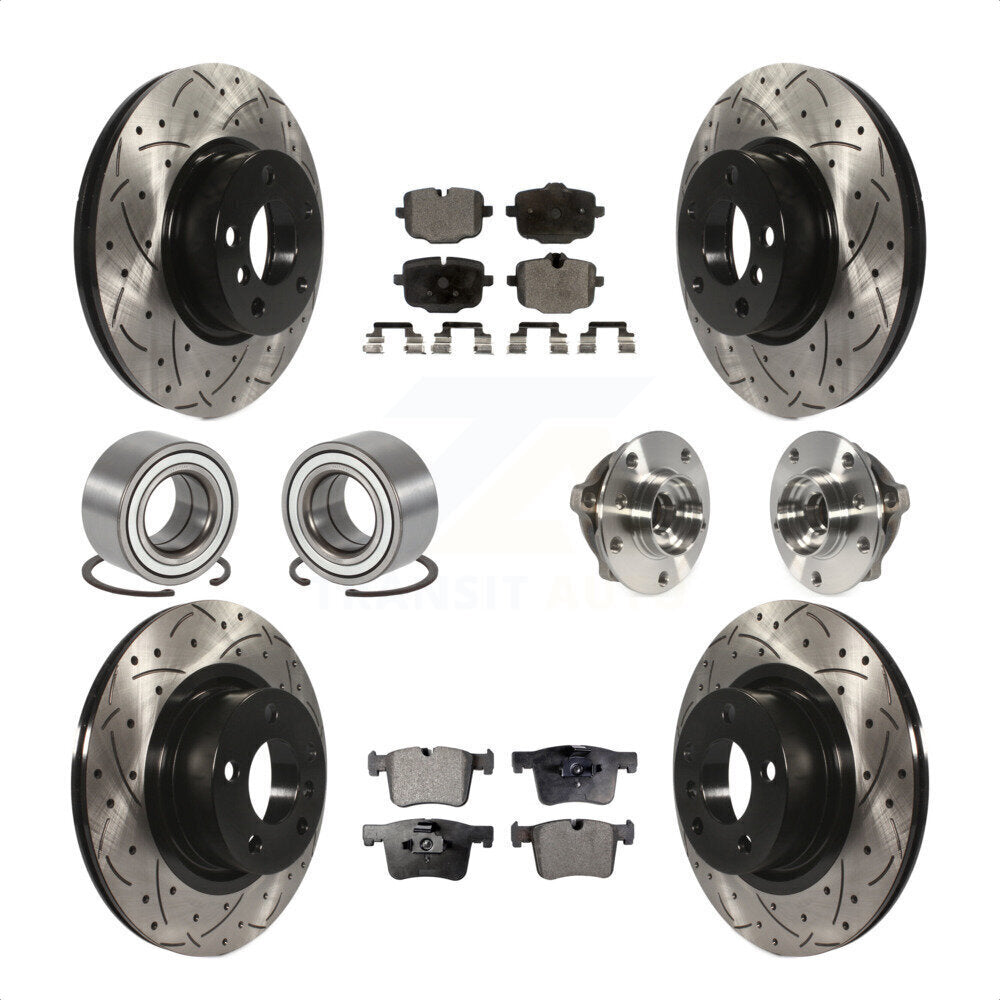 Front Rear Wheel Hub Bearings Assembly Coated Disc Brake Rotors And Ceramic Pads Shoes Kit (10Pc) For 2012 BMW X3 From 10 11 KBB-111353 by Transit Auto
