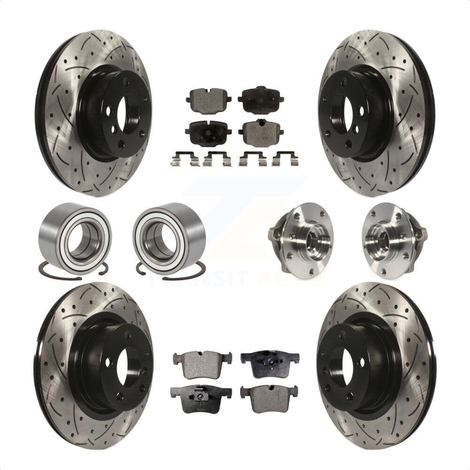 Front Rear Wheel Hub Bearings Assembly Coated Disc Brake Rotors And Ceramic Pads Shoes Kit (10Pc) For 2012 BMW X3 From 10 11 KBB-111353 by Transit Auto