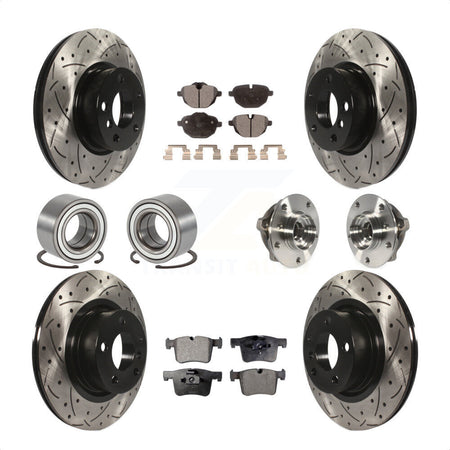 Front Rear Wheel Hub Bearings Assembly Coated Disc Brake Rotors And Ceramic Pads Shoes Kit (10Pc) For BMW X3 KBB-111354 by Transit Auto