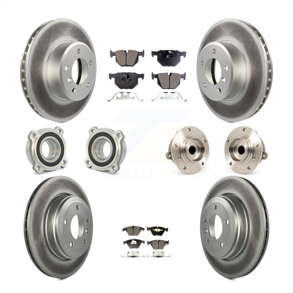 Front Rear Hub Bearings Assembly Coated Disc Brake Rotors And Semi-Metallic Pads Kit (10Pc) For BMW 530i 525i 528i KBB-111471 by Transit Auto