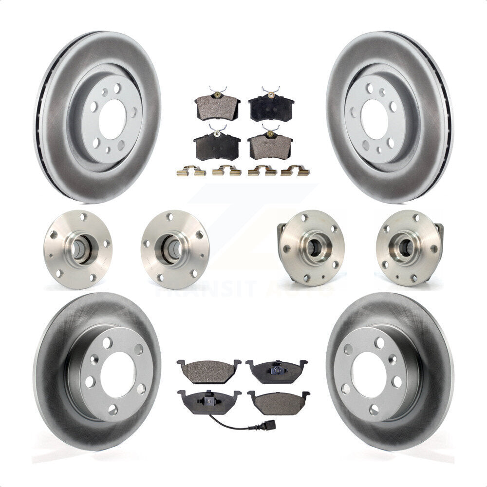 Front Rear Hub Bearings Assembly Coated Disc Brake Rotors And Semi-Metallic Pads Kit (10Pc) For Volkswagen Golf City KBB-111564 by Transit Auto