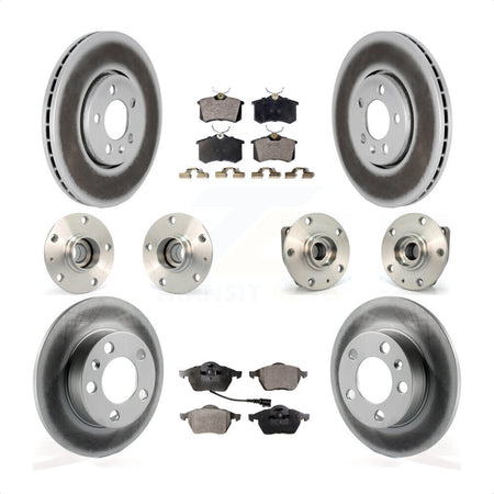 Front Rear Hub Bearings Assembly Coated Disc Brake Rotors And Semi-Metallic Pads Kit (10Pc) For 2006 Volkswagen Golf 1.8L KBB-111565 by Transit Auto