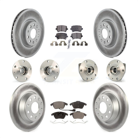 Front Rear Hub Bearings Assembly Coated Disc Brake Rotors And Semi-Metallic Pads Kit (10Pc) For 2009 Volkswagen GTI With 282mm Diameter Rotor KBB-111568 by Transit Auto