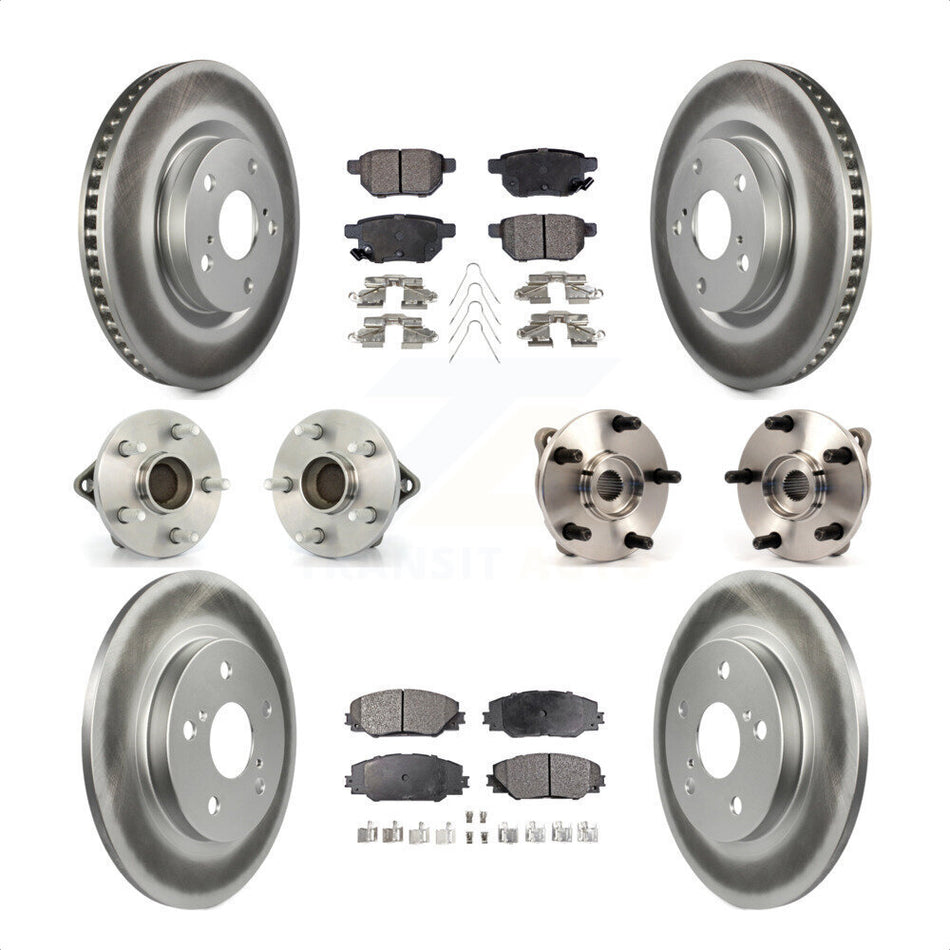 Front Rear Hub Bearings Assembly Coated Disc Brake Rotors And Semi-Metallic Pads Kit (10Pc) For 2017-2018 Toyota Corolla iM KBB-111657 by Transit Auto