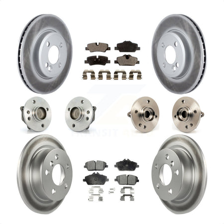 Front Rear Hub Bearings Coated Disc Brake Rotors And Semi-Metallic Pads Kit (10Pc) For 2015 Mini Cooper Convertible with 2.0L 1.5L With 280mm Diameter Rotor 4 Lug Wheels KBB-111674 by Transit Auto