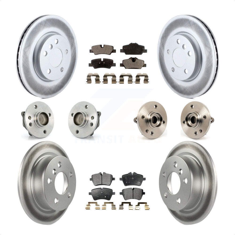 Front Rear Hub Bearings Coated Disc Brake Rotors And Semi-Metallic Pads Kit (10Pc) For 2015 Mini Cooper Convertible with 2.0L 1.5L With 294mm Diameter Rotor 5 Lug Wheels KBB-111675 by Transit Auto