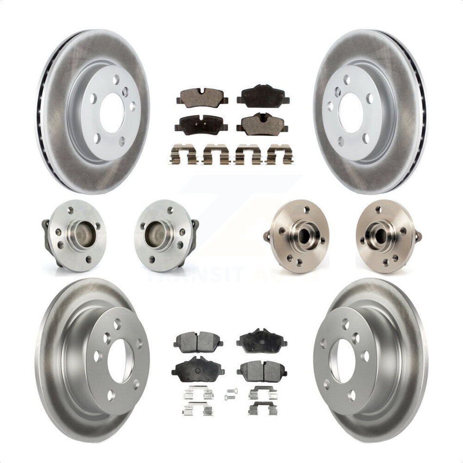Front Rear Hub Bearings Coated Disc Brake Rotors And Semi-Metallic Pads Kit (10Pc) For 2015 Mini Cooper Convertible with 2.0L 1.5L With 280mm Diameter Rotor 5 Lug Wheels KBB-111676 by Transit Auto