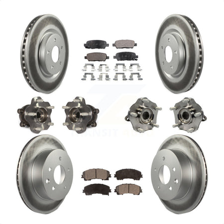 Front Rear Hub Bearings Assembly Coated Disc Brake Rotors And Semi-Metallic Pads Kit (10Pc) For Nissan Rogue KBB-111700 by Transit Auto