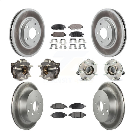 Front Rear Hub Bearings Assembly Coated Disc Brake Rotors And Semi-Metallic Pads Kit (10Pc) For 2016 Nissan Pathfinder 4WD From 11 15 KBB-111704 by Transit Auto