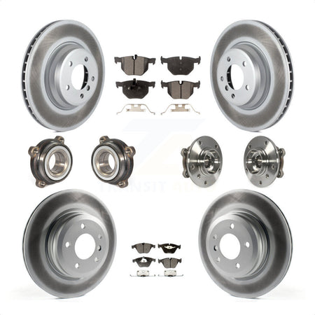 Front Rear Hub Bearings Assembly Coated Disc Brake Rotors And Semi-Metallic Pads Kit (10Pc) For 2013 BMW X1 xDrive35i with AWD KBB-111706 by Transit Auto