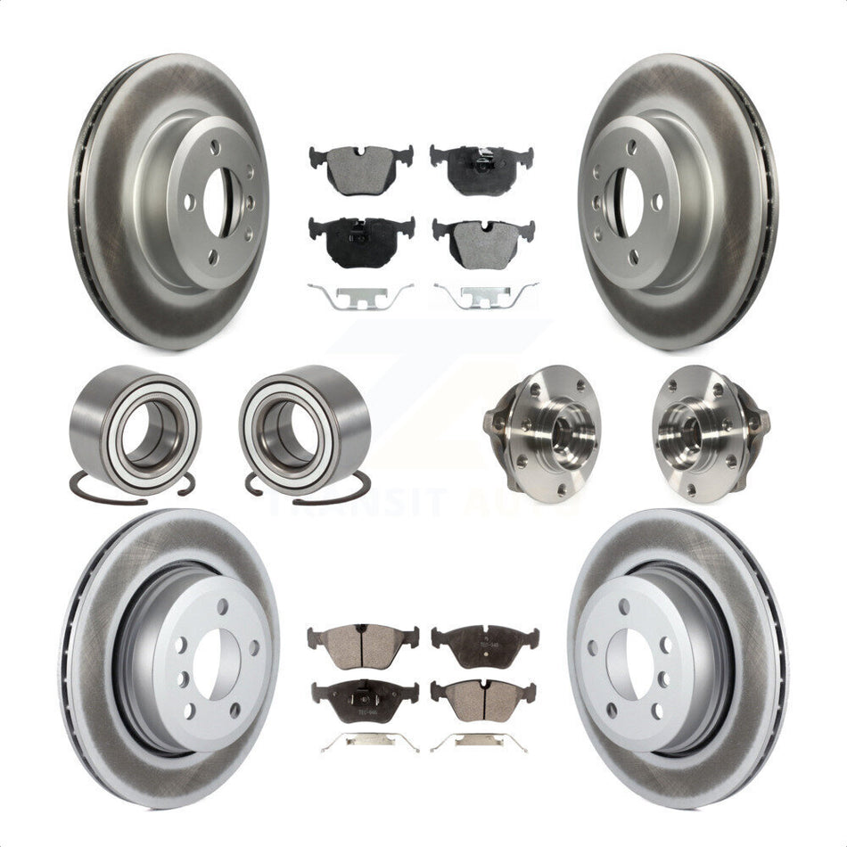 Front Rear Wheel Hub Bearings Assembly Coated Disc Brake Rotors And Semi-Metallic Pads Shoes Kit (10Pc) For 2010 BMW X3 KBB-111767 by Transit Auto
