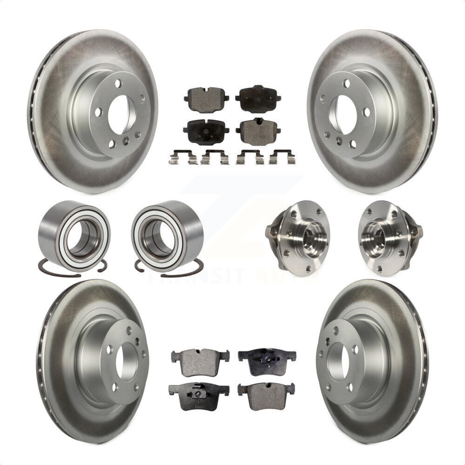 Front Rear Wheel Hub Bearings Assembly Coated Disc Brake Rotors And Semi-Metallic Pads Shoes Kit (10Pc) For 2012 BMW X3 From 10 11 KBB-111768 by Transit Auto
