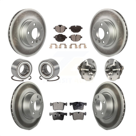 Front Rear Wheel Hub Bearings Assembly Coated Disc Brake Rotors And Semi-Metallic Pads Shoes Kit (10Pc) For BMW X3 KBB-111769 by Transit Auto