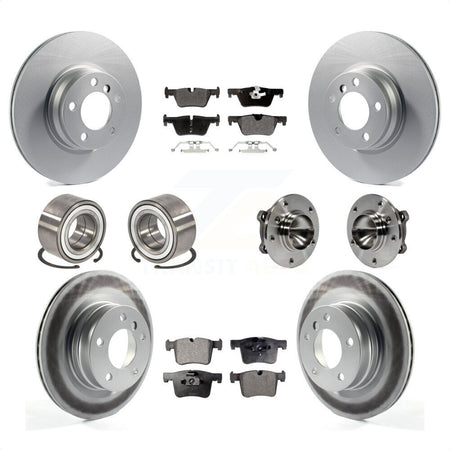 Front Rear Wheel Hub Bearing Coated Disc Brake Rotor And Pads Shoe Kit (10Pc) For 2012 BMW 328i Convertible Wagon with 2.0L Without Blue Painted Calipers With M Sport Package KBB-111780 by Transit Auto
