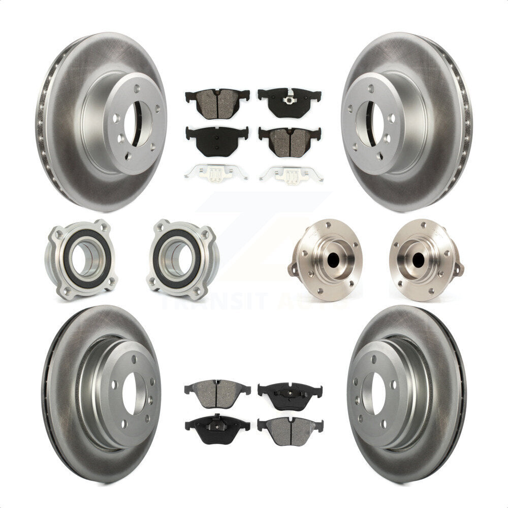 Front Rear Hub Bearings Assembly Coated Disc Brake Rotors And Semi-Metallic Pads Kit (10Pc) For BMW 530i 525i 528i KBB-111991 by Transit Auto