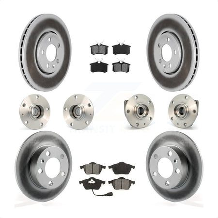 Front Rear Hub Bearings Assembly Coated Disc Brake Rotors And Semi-Metallic Pads Kit (10Pc) For 2006 Volkswagen Golf 1.8L KBB-112092 by Transit Auto