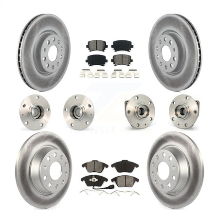 Front Rear Hub Bearings Assembly Coated Disc Brake Rotors And Semi-Metallic Pads Kit (10Pc) For 2009 Volkswagen GTI With 282mm Diameter Rotor KBB-112095 by Transit Auto