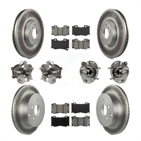 Front Rear Hub Bearings Assembly Coated Disc Brake Rotors And Semi-Metallic Pads Kit (10Pc) For 2017 INFINITI Q70 Hybrid with RWD With Sport Package KBB-112148 by Transit Auto