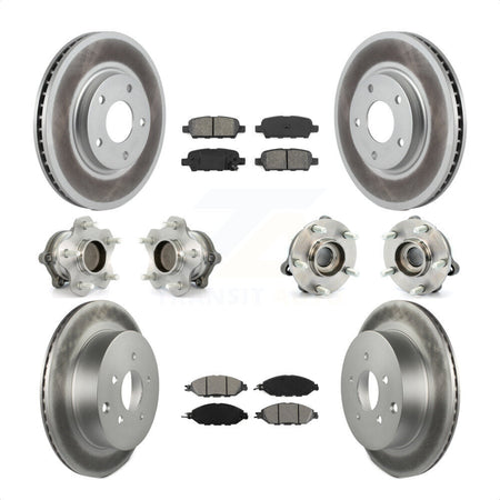 Front Rear Hub Bearings Assembly Coated Disc Brake Rotors And Semi-Metallic Pads Kit (10Pc) For 2016 Nissan Pathfinder FWD From 11 15 KBB-112171 by Transit Auto