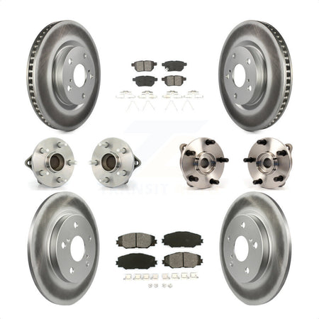 Front Rear Hub Bearings Assembly Coated Disc Brake Rotors And Semi-Metallic Pads Kit (10Pc) For 2017-2018 Toyota Corolla iM KBB-112186 by Transit Auto