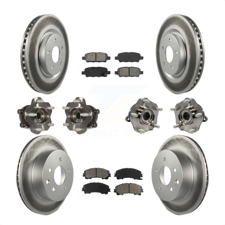 Front Rear Hub Bearings Assembly Coated Disc Brake Rotors And Semi-Metallic Pads Kit (10Pc) For Nissan Rogue KBB-112237 by Transit Auto