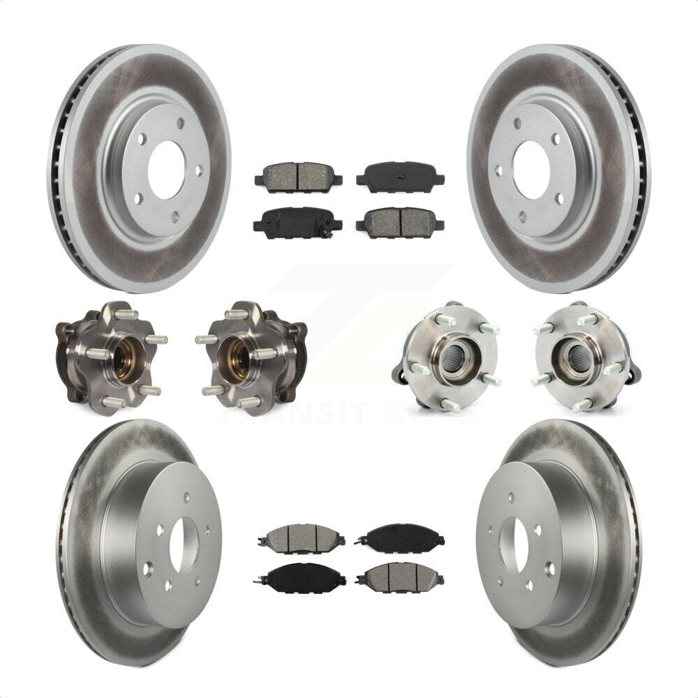 Front Rear Hub Bearings Assembly Coated Disc Brake Rotors And Semi-Metallic Pads Kit (10Pc) For 2016 Nissan Pathfinder 4WD From 11 15 KBB-112241 by Transit Auto