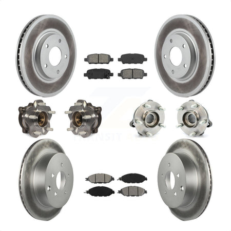 Front Rear Hub Bearings Assembly Coated Disc Brake Rotors And Semi-Metallic Pads Kit (10Pc) For 2016 Nissan Pathfinder 4WD From 11 15 KBB-112241 by Transit Auto