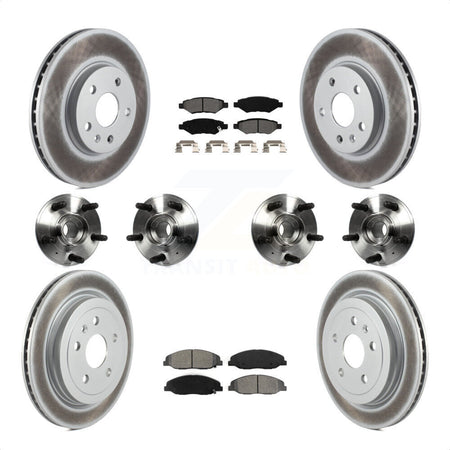 Front Rear Hub Bearings Assembly Coated Disc Brake Rotors And Semi-Metallic Pads Kit (10Pc) For 2012-2013 Cadillac CTS V With 315mm Diameter Rotor KBB-112296 by Transit Auto