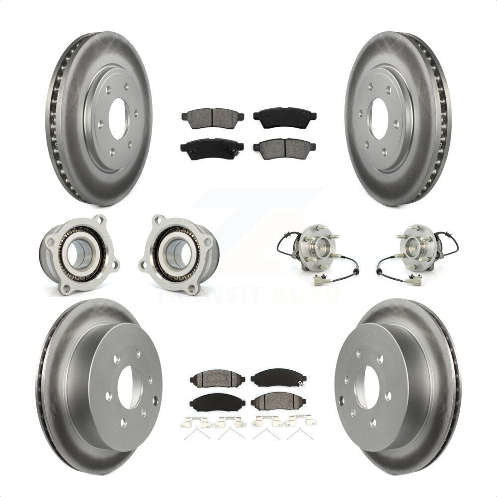 Front Rear Hub Bearings Assembly Coated Disc Brake Rotors And Semi-Metallic Pads Kit (10Pc) For Nissan Frontier Suzuki Equator KBB-112316 by Transit Auto