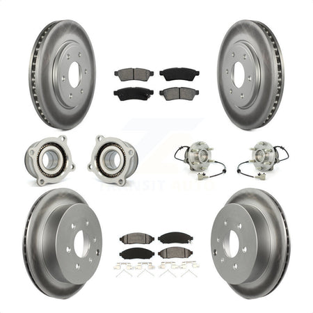 Front Rear Hub Bearings Assembly Coated Disc Brake Rotors And Semi-Metallic Pads Kit (10Pc) For Nissan Frontier Suzuki Equator KBB-112316 by Transit Auto