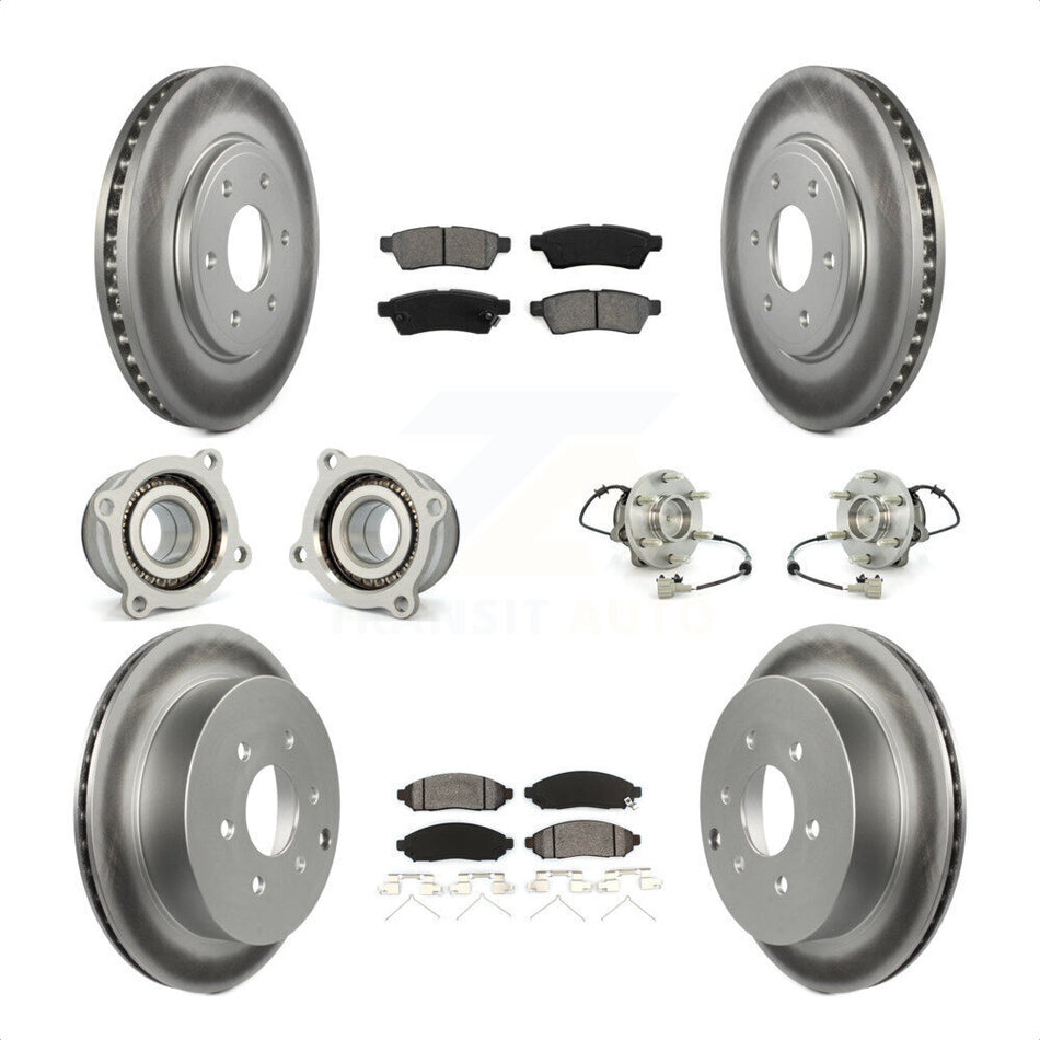 Front Rear Hub Bearings Assembly Coated Disc Brake Rotors And Semi-Metallic Pads Kit (10Pc) For Nissan Frontier Suzuki Equator KBB-112316 by Transit Auto