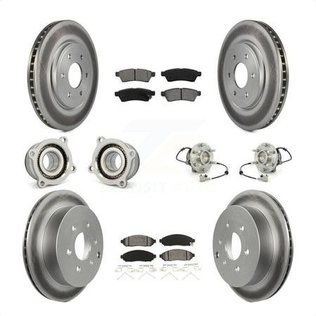 Front Rear Hub Bearings Assembly Coated Disc Brake Rotors And Semi-Metallic Pads Kit (10Pc) For Nissan Frontier Xterra Suzuki Equator KBB-112318 by Transit Auto