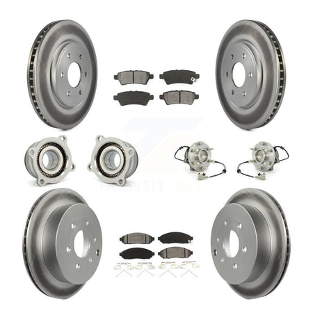 Front Rear Hub Bearings Assembly Coated Disc Brake Rotors And Semi-Metallic Pads Kit (10Pc) For 2006-2007 Nissan Xterra RWD with Automatic transmission KBB-112319 by Transit Auto
