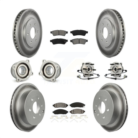 Front Rear Hub Bearings Assembly Coated Disc Brake Rotors And Semi-Metallic Pads Kit (10Pc) For Nissan Frontier KBB-112320 by Transit Auto
