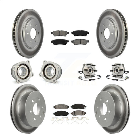 Front Rear Hub Bearings Assembly Coated Disc Brake Rotors And Semi-Metallic Pads Kit (10Pc) For Nissan Frontier Xterra Suzuki Equator KBB-112321 by Transit Auto