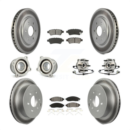 Front Rear Hub Bearings Assembly Coated Disc Brake Rotors And Semi-Metallic Pads Kit (10Pc) For 2006-2007 Nissan Xterra 4WD with Automatic transmission KBB-112322 by Transit Auto