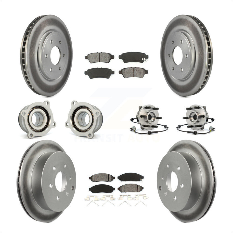 Front Rear Hub Bearings Assembly Coated Disc Brake Rotors And Semi-Metallic Pads Kit (10Pc) For 2006-2007 Nissan Xterra 4WD with Automatic transmission KBB-112322 by Transit Auto
